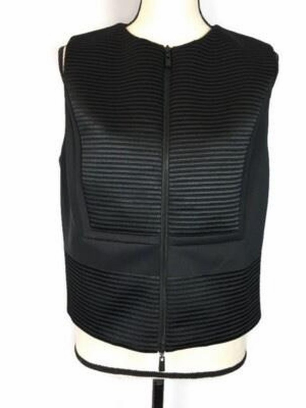Robert Rodriguez Men's Black Quilted Ribbed Front Zip Vest
